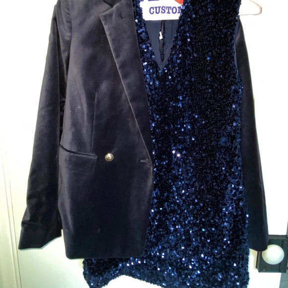 HOLIDAYS!!  BANANA REPUBLIC Midnight Navy Blue Sequin Mini Dress ~ XXS  0P - Picture 13 of 15